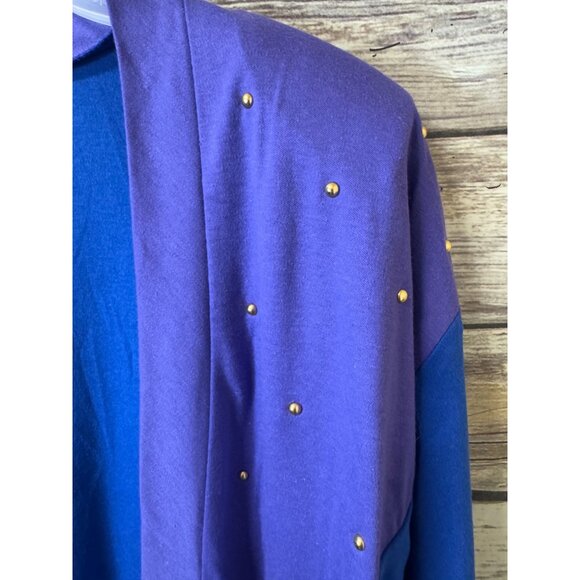 Fashion Formulas 3 Piece Outfit Jacket Shirt Skirt Set 2X Blue Purple Gold Studs - Picture 4 of 10